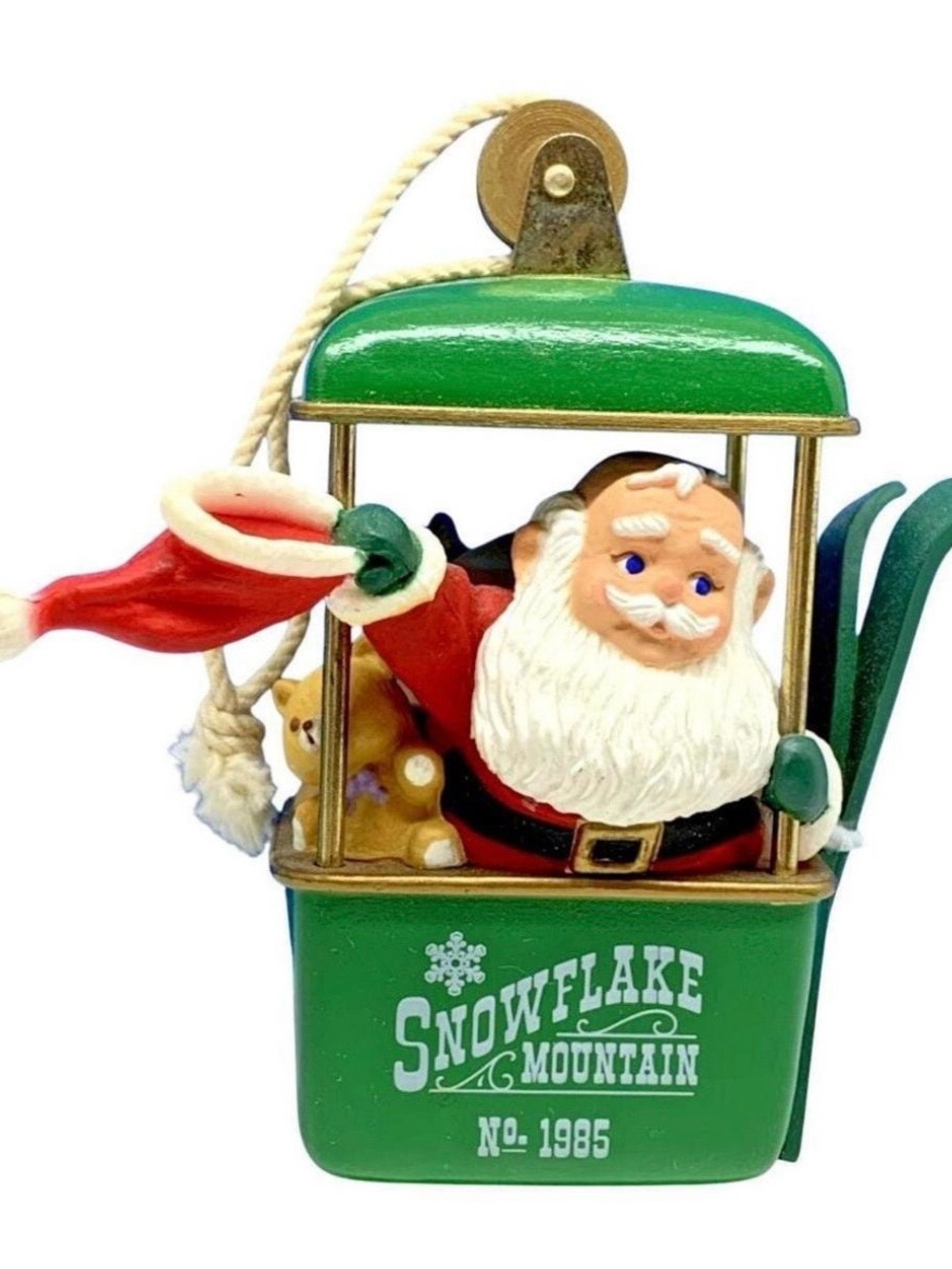 Vintage Hallmark Keepsake Ski Trip Snowflake Mountain Ornament 1985